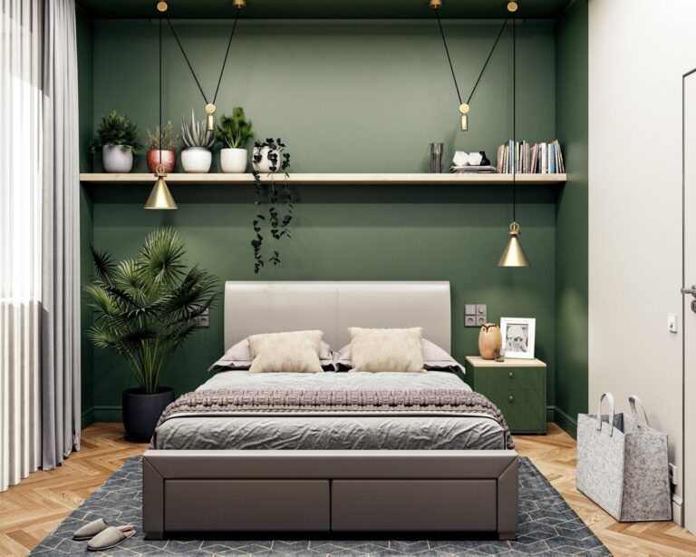 green-grey-and-gold-bedroom